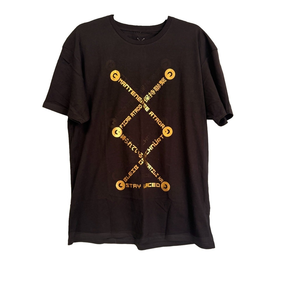 Vandal-A Stay Laced T Shirt Black Gold Graphic Sneaker Head Streetwear Men's L